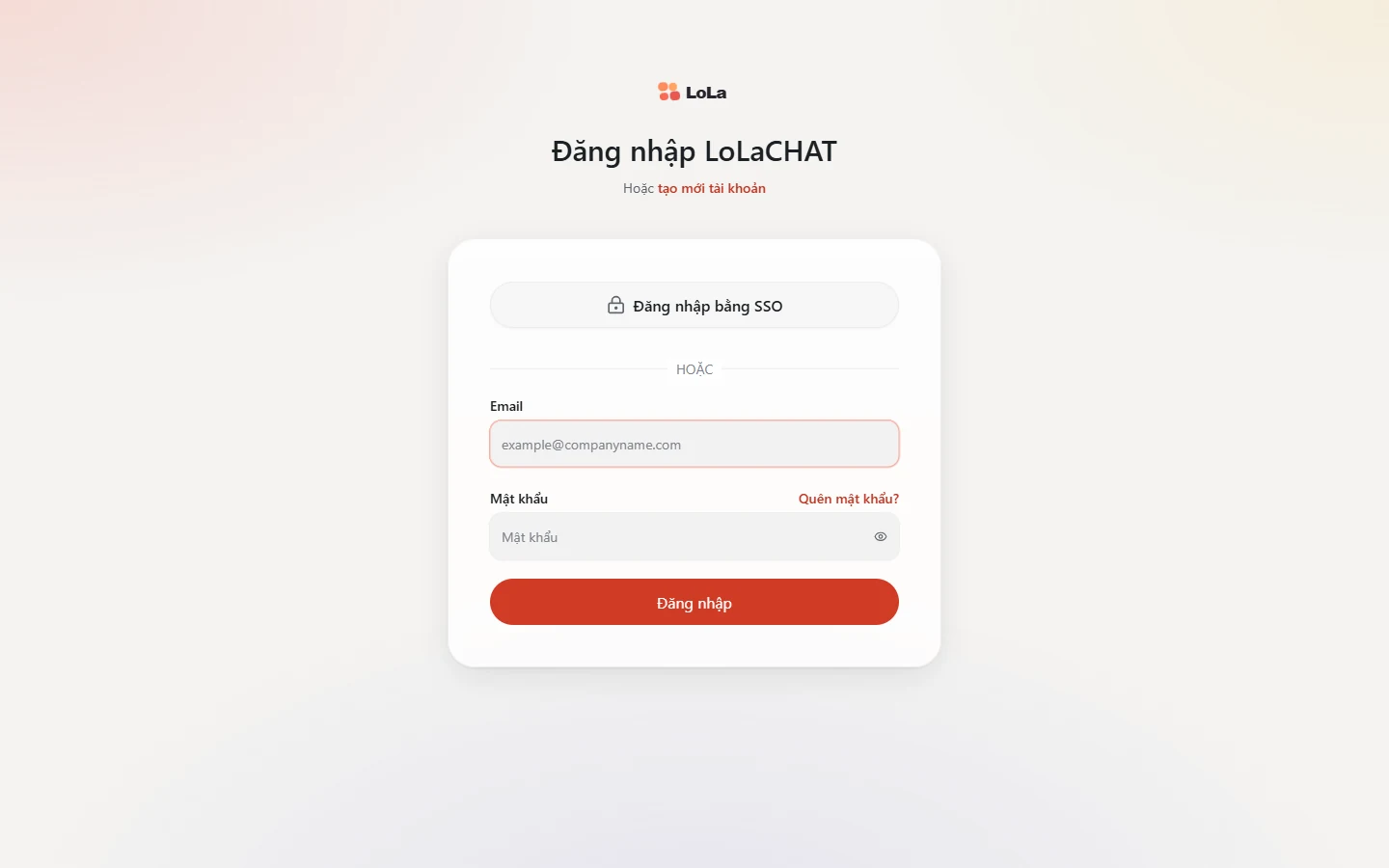 Trang đăng nhập LoLaCHAT
