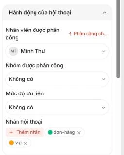 Gán nhân viên và gắn nhãn cho hội thoại