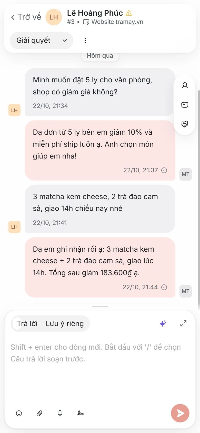 Màn hình hội thoại trên điện thoại